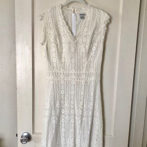 J. Peterman Ivory Lace Midi Dress (NWOT)